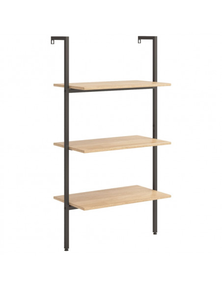 Scaffale Pendente 3 Livelli Marrone Chiaro e Nero 64x35x120,5cm