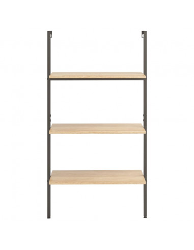 Scaffale Pendente 3 Livelli Marrone Chiaro e Nero 64x35x120,5cm