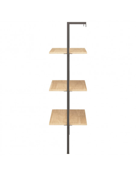 Scaffale Pendente 3 Livelli Marrone Chiaro e Nero 64x35x120,5cm
