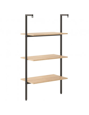 Scaffale Pendente 3 Livelli Marrone Chiaro e Nero 64x35x120,5cm