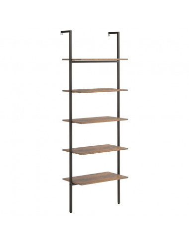 Scaffale Pendente 5 Livelli Marrone Scuro e Nero 64x35x185 cm