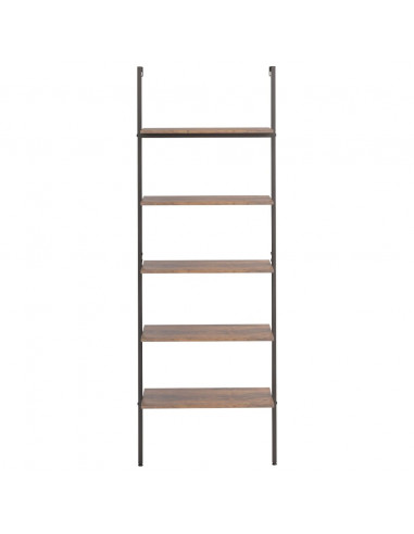 Scaffale Pendente 5 Livelli Marrone Scuro e Nero 64x35x185 cm