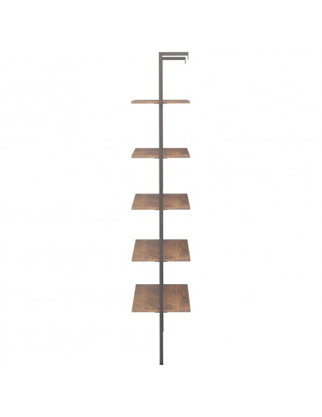 Scaffale Pendente 5 Livelli Marrone Scuro e Nero 64x35x185 cm
