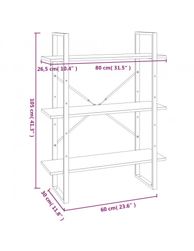 Libreria 5 Ripiani Grigio Sonoma 80x30x175 cm Legno Multistrato