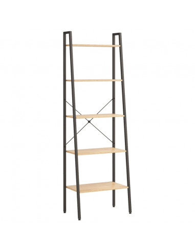 Scaffale Autoportante 5 Ripiani Marrone Chiaro Nero 56x35x174cm