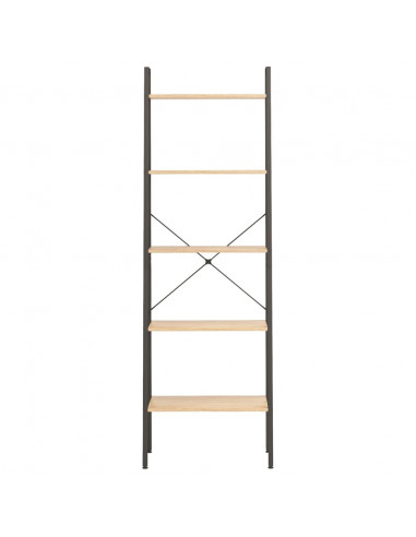 Scaffale Autoportante 5 Ripiani Marrone Chiaro Nero 56x35x174cm