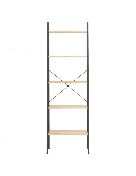 Scaffale Autoportante 5 Ripiani Marrone Chiaro Nero 56x35x174cm
