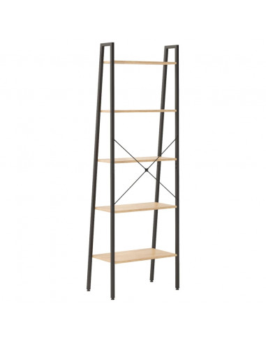 Scaffale Autoportante 5 Ripiani Marrone Chiaro Nero 56x35x174cm