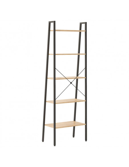 Scaffale Autoportante 5 Ripiani Marrone Chiaro Nero 56x35x174cm