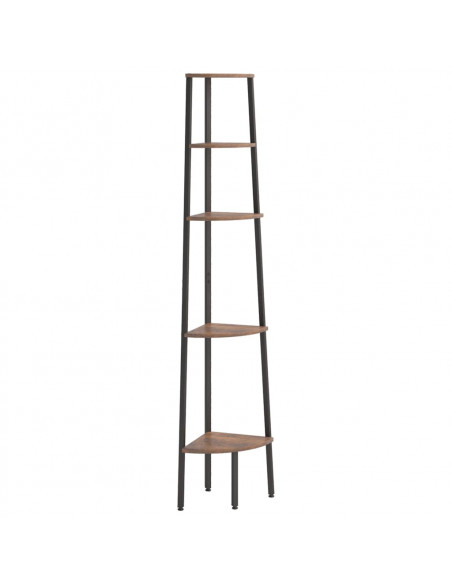 Scaffale Angolare 5 Livelli Marrone Scuro Nero 45,5x31,5x180 cm