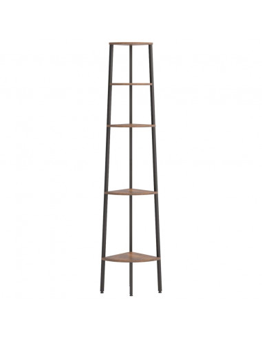 Scaffale Angolare 5 Livelli Marrone Scuro Nero 45,5x31,5x180 cm