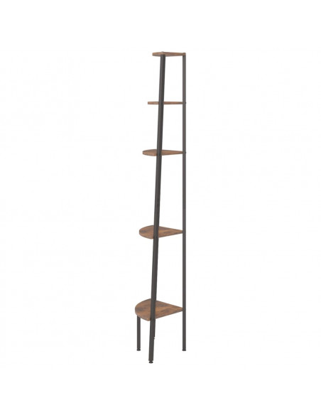 Scaffale Angolare 5 Livelli Marrone Scuro Nero 45,5x31,5x180 cm