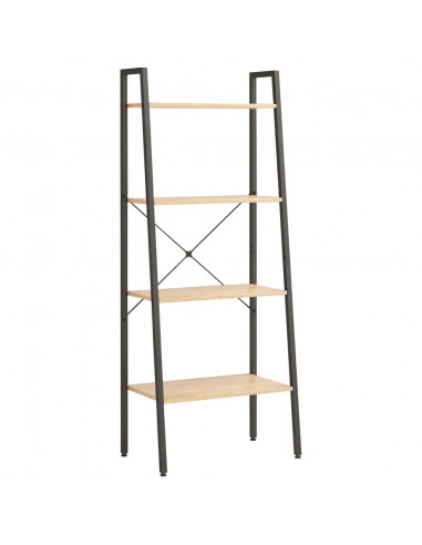 Scaffale Autoportante 4 Ripiani Marrone Chiaro Nero 56x35x140cm