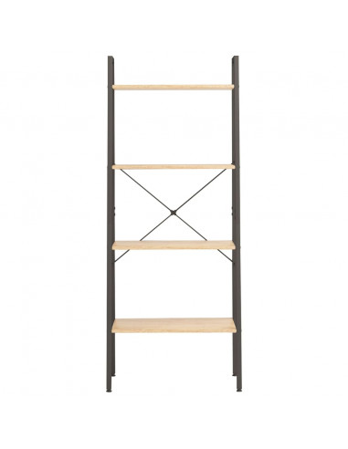 Scaffale Autoportante 4 Ripiani Marrone Chiaro Nero 56x35x140cm