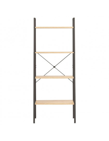 Scaffale Autoportante 4 Ripiani Marrone Chiaro Nero 56x35x140cm