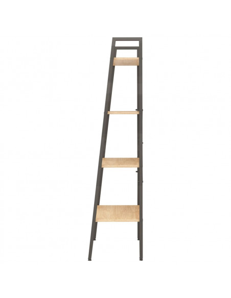 Scaffale Autoportante 4 Ripiani Marrone Chiaro Nero 56x35x140cm