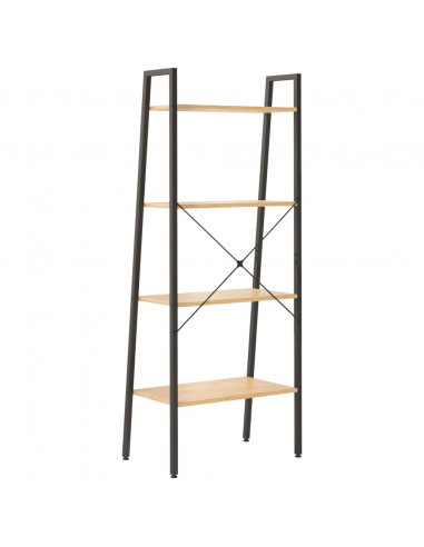 Scaffale Autoportante 4 Ripiani Marrone Chiaro Nero 56x35x140cm