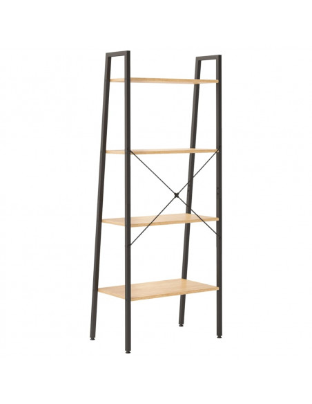 Scaffale Autoportante 4 Ripiani Marrone Chiaro Nero 56x35x140cm