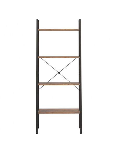 Scaffale Autoportante 4 Ripiani Marrone Scuro Nero 56x35x140 cm