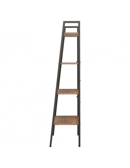 Scaffale Autoportante 4 Ripiani Marrone Scuro Nero 56x35x140 cm
