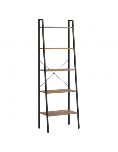 Scaffale Autoportante 5 Ripiani Marrone Scuro Nero 56x35x174 cm