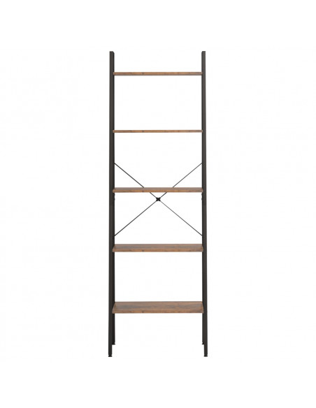 Scaffale Autoportante 5 Ripiani Marrone Scuro Nero 56x35x174 cm