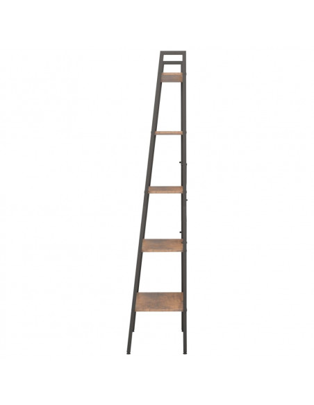 Scaffale Autoportante 5 Ripiani Marrone Scuro Nero 56x35x174 cm