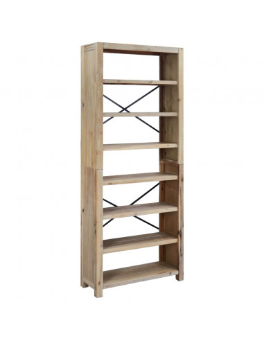 Libreria a 7 Ripiani 80x30x200 cm in Legno Massello di Acacia