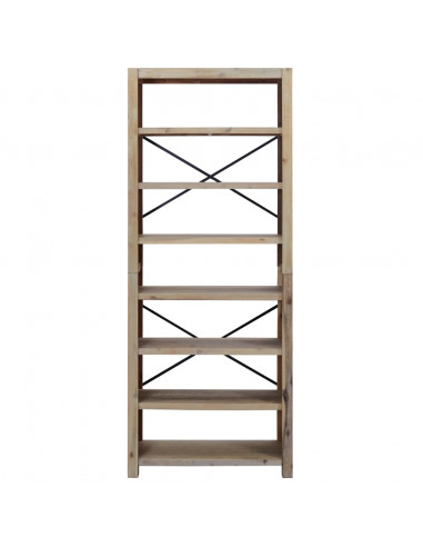 Libreria a 7 Ripiani 80x30x200 cm in Legno Massello di Acacia