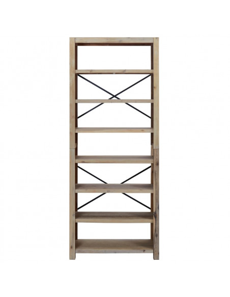 Libreria a 7 Ripiani 80x30x200 cm in Legno Massello di Acacia