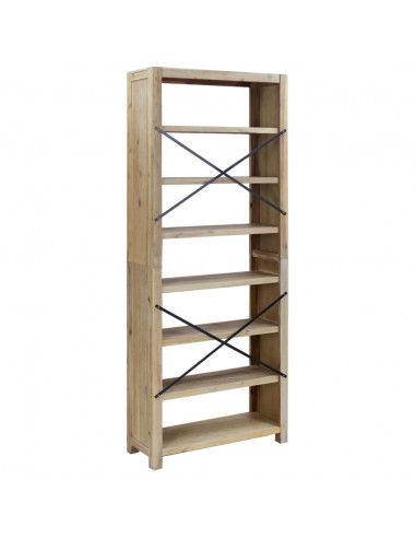Libreria a 7 Ripiani 80x30x200 cm in Legno Massello di Acacia