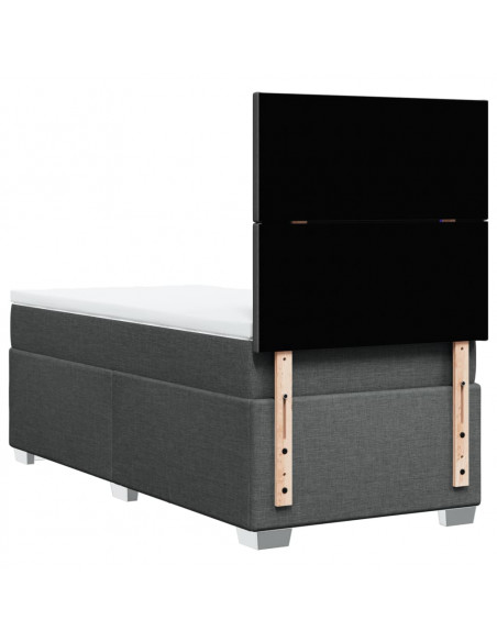 Giroletto a Molle con Materasso Grigio Scuro 90x190 cm Tessuto