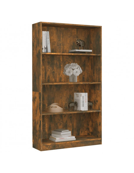 Libreria a 4 Ripiani Rovere Fumo 80x24x142 cm Legno Multistrato