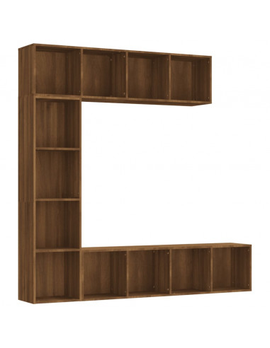 Set Mobili Libreria / Porta TV 3pz Rovere Marrone 180x30x180 cm