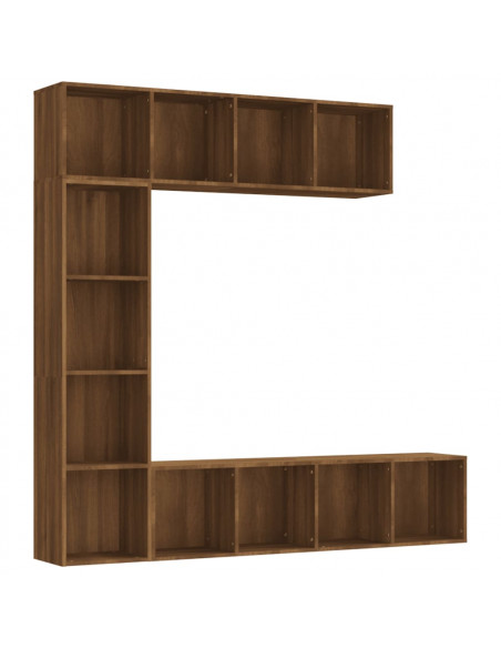Set Mobili Libreria / Porta TV 3pz Rovere Marrone 180x30x180 cm