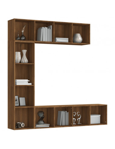 Set Mobili Libreria / Porta TV 3pz Rovere Marrone 180x30x180 cm