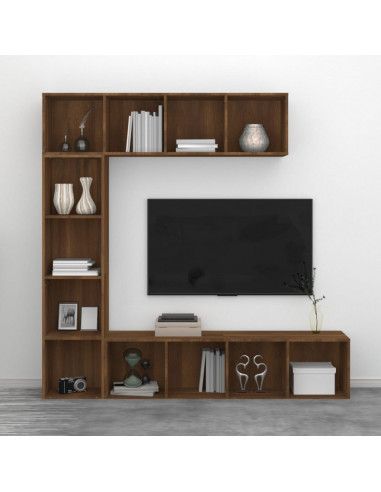 Set Mobili Libreria / Porta TV 3pz Rovere Marrone 180x30x180 cm