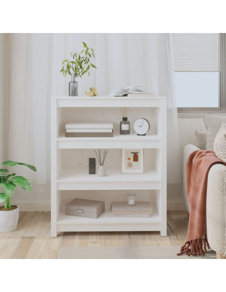 Libreria Bianca 80x35x97 cm in Legno Massello di Pino