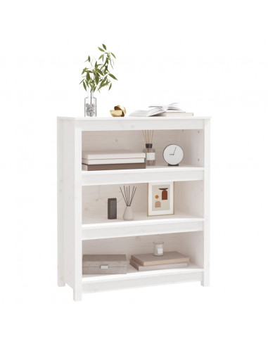 Libreria Bianca 80x35x97 cm in Legno Massello di Pino