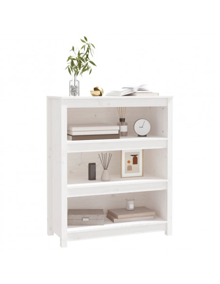 Libreria Bianca 80x35x97 cm in Legno Massello di Pino