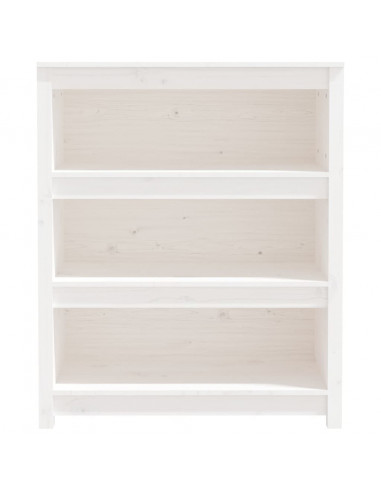 Libreria Bianca 80x35x97 cm in Legno Massello di Pino