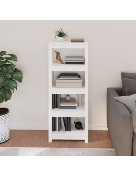 Libreria Bianca 50x35x125,5 cm in Legno Massello di Pino