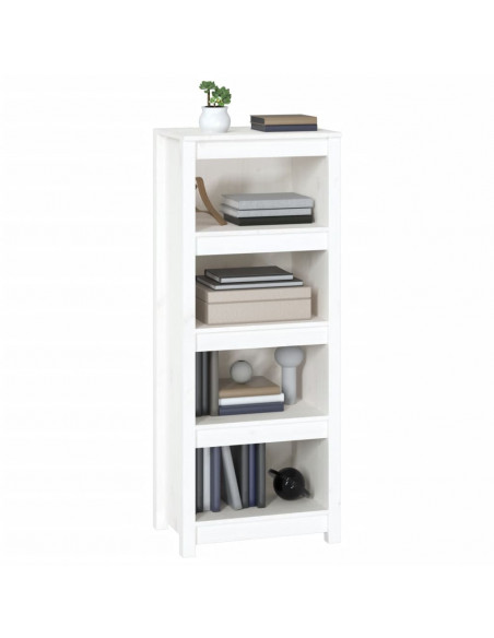 Libreria Bianca 50x35x125,5 cm in Legno Massello di Pino