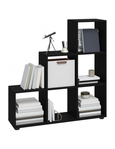Libreria a Scala Nera 107 cm in Legno Multistrato