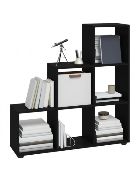 Libreria a Scala Nera 107 cm in Legno Multistrato
