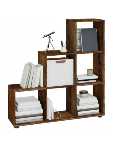 Libreria a Scala Rovere Fumo 107 cm in Legno Multistrato