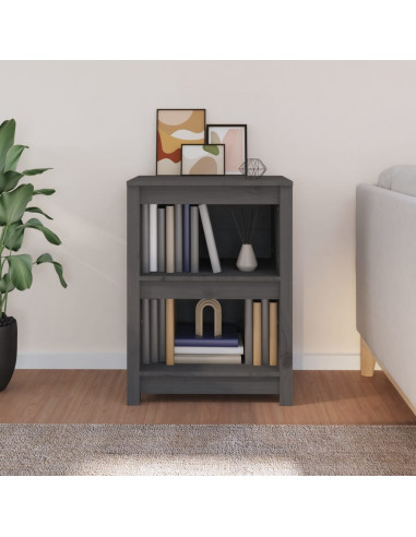 Libreria Grigia 50x35x68 cm in Legno Massello di Pino