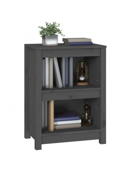 Libreria Grigia 50x35x68 cm in Legno Massello di Pino