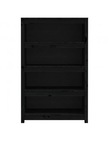 Libreria Nera 80x35x126 cm in Legno Massello di Pino