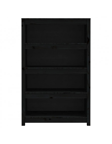 Libreria Nera 80x35x126 cm in Legno Massello di Pino
